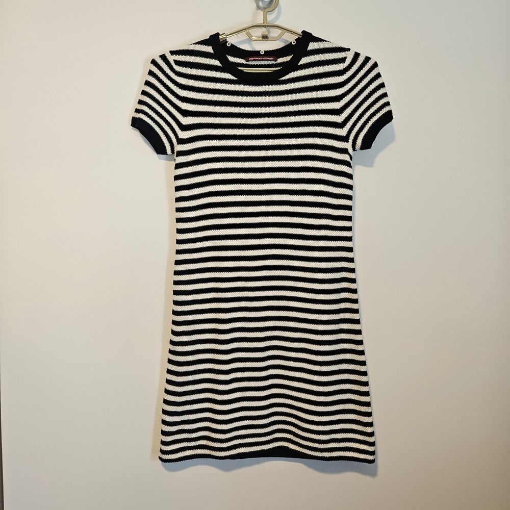 Comptoir des Cotonniers Striped Sweater Dress M Navy White Knit Mini New England
